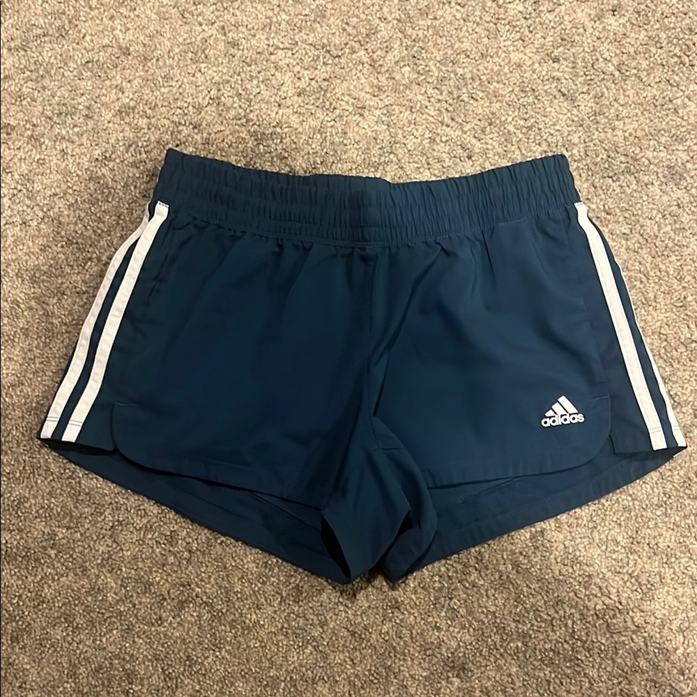 Adidas Dark Blue Sports Shorts with White Stripes